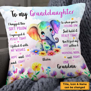 Personalized Gift For Daughter Granddaughter Elephant Pillow