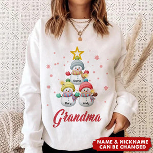 Personalized Snowman Kids Christmas Tree Sweatshirt