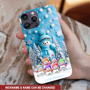 Christmas Blue Vibe Snowman Grandma Mom Colorful Kids Personalized Phone Case