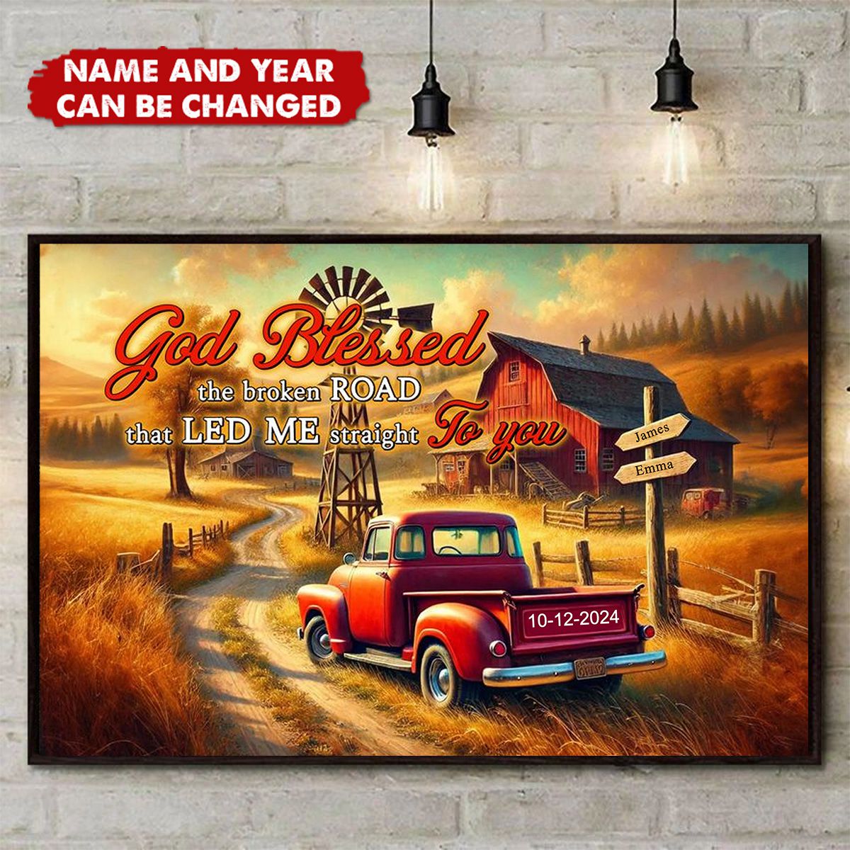 Personalized Gifts For Couple Canvas - God Blessed The Broken Road That Led Me Straight To You