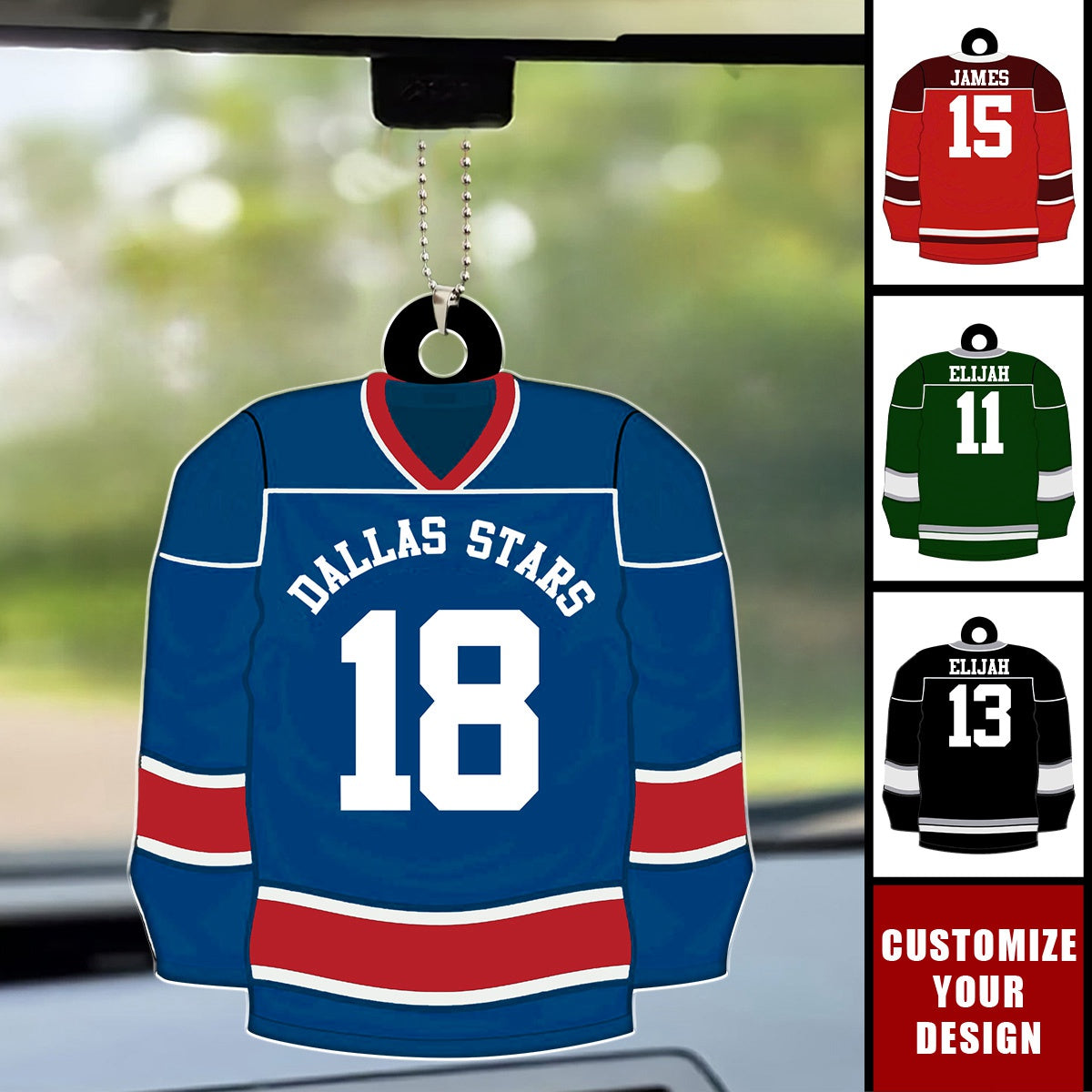 Ice Hockey Jersey - Personalized Acrylic Car Ornament, Gift For Hockey Lover