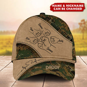 Outline Fist Bump Daddy Grandpa Personalized Classic Cap