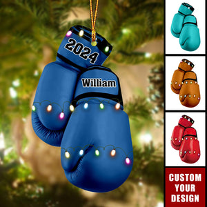 Personalized Boxing Glove Flat Acrylic Ornament, Custom Christmas Ornament Gift For Boxer, Boxing Lovers