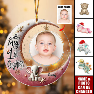 Personalized Custom Photo Baby First Christmas Acrylic Circle Ornament