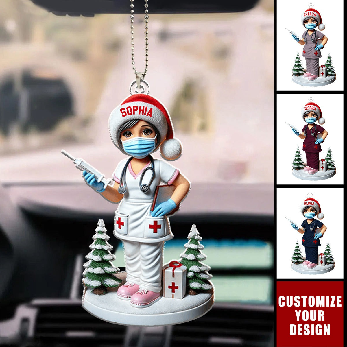 Personalized Nurse Acrylic Car Ornament, Gift for Nurse