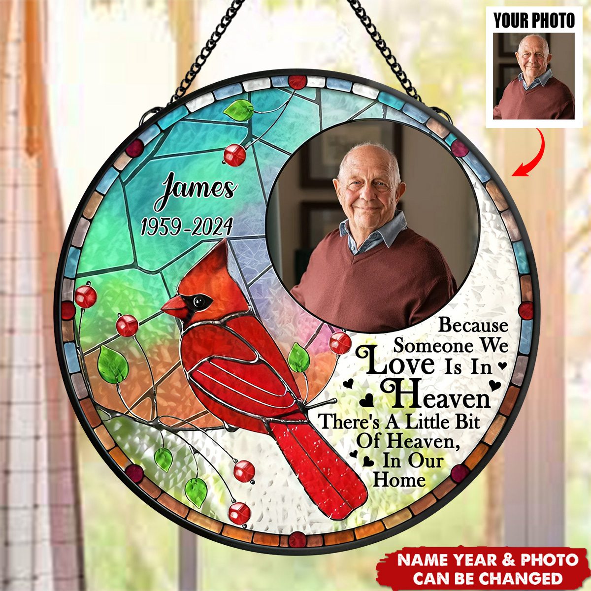 Custom Photo Memorial I'm Always With You Mosaic Printing - Personalized Stained Glass Window Hanging Suncatcher