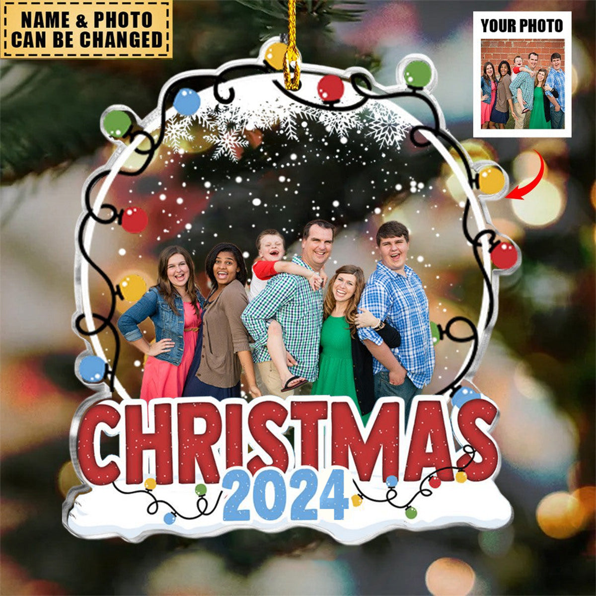 Family Christmas 2024 - Personalized Photo Ornament