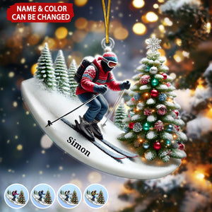 Merry Christmas Skiing Personalized Ornament, Gift For Skiing Lover