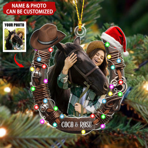 Upload Photo Horse Personalized Christmas Ornament, Gift For Horse Lovers