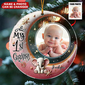 Personalized Custom Photo Baby First Christmas Acrylic Circle Ornament