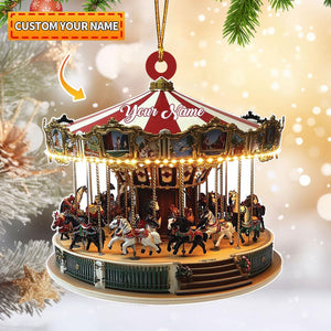 Custom Christmas Carousel Ornament, Gift for Carousel Lover, Carousel Horse Ornament