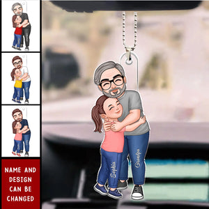 Dad Grandpa Hugging Kid Personalized Acrylic Car Ornament