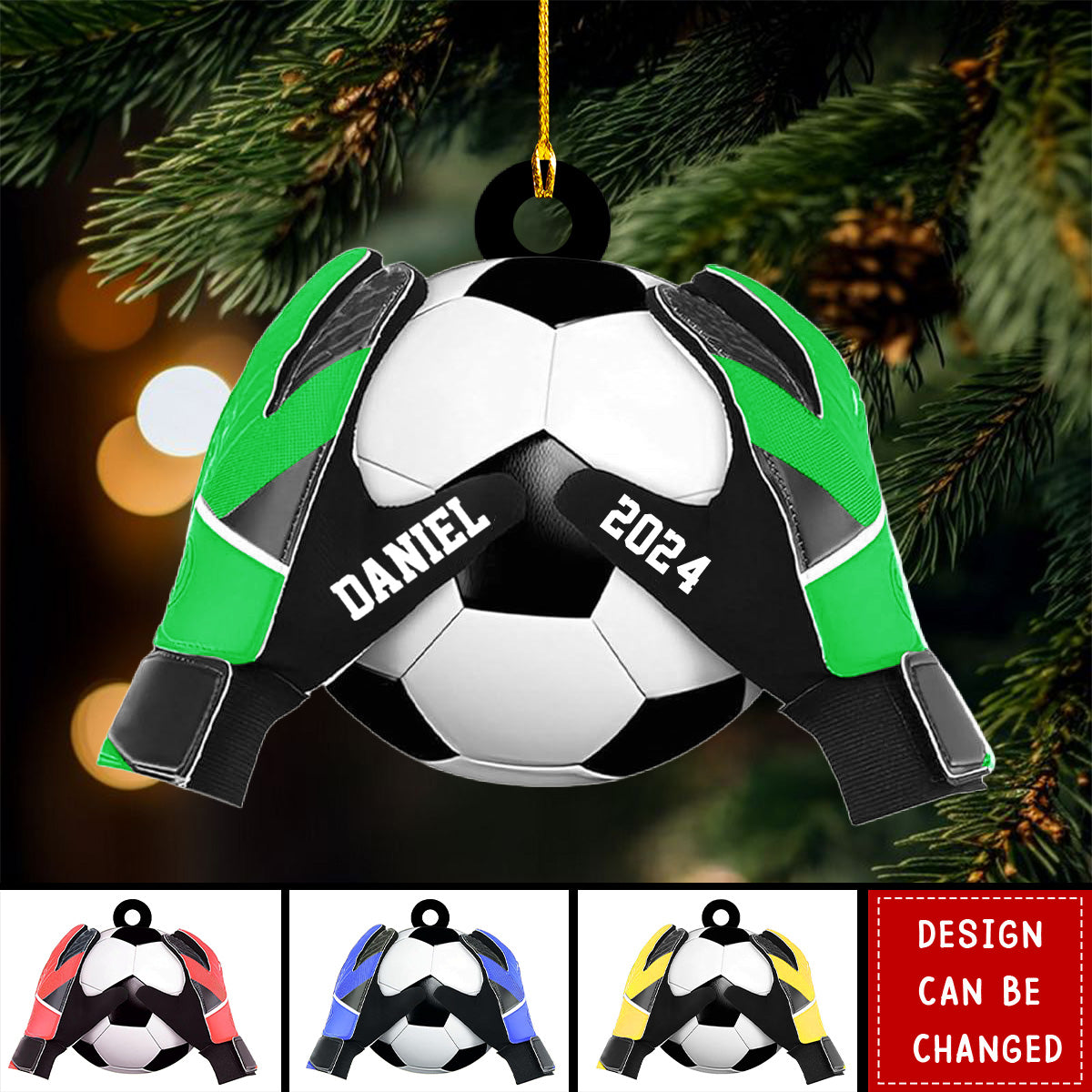 Soccer Goalkeeper Custom Ornament, Goalkeeper Gloves Christmas Ornament, Soccer Lover Gift, Goalkeeper Gift