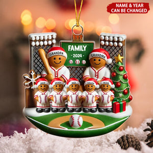 3D Effect Baseball Gingerbread Family On Field Sport Lover Personalized Acrylic Ornament