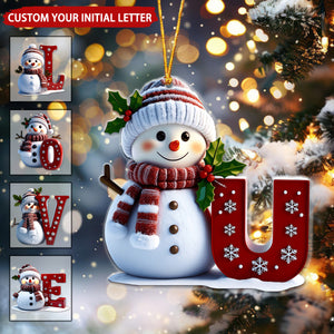 Merry Christmas Custom Letter Snowman Personalized Acrylic Ornament