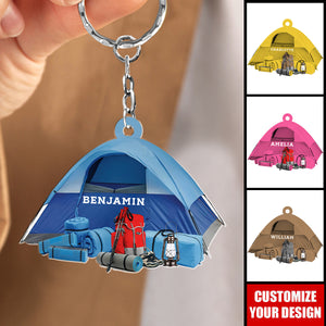 Camping Tent - Personalized Acrylic Keychain, Gift For Camper