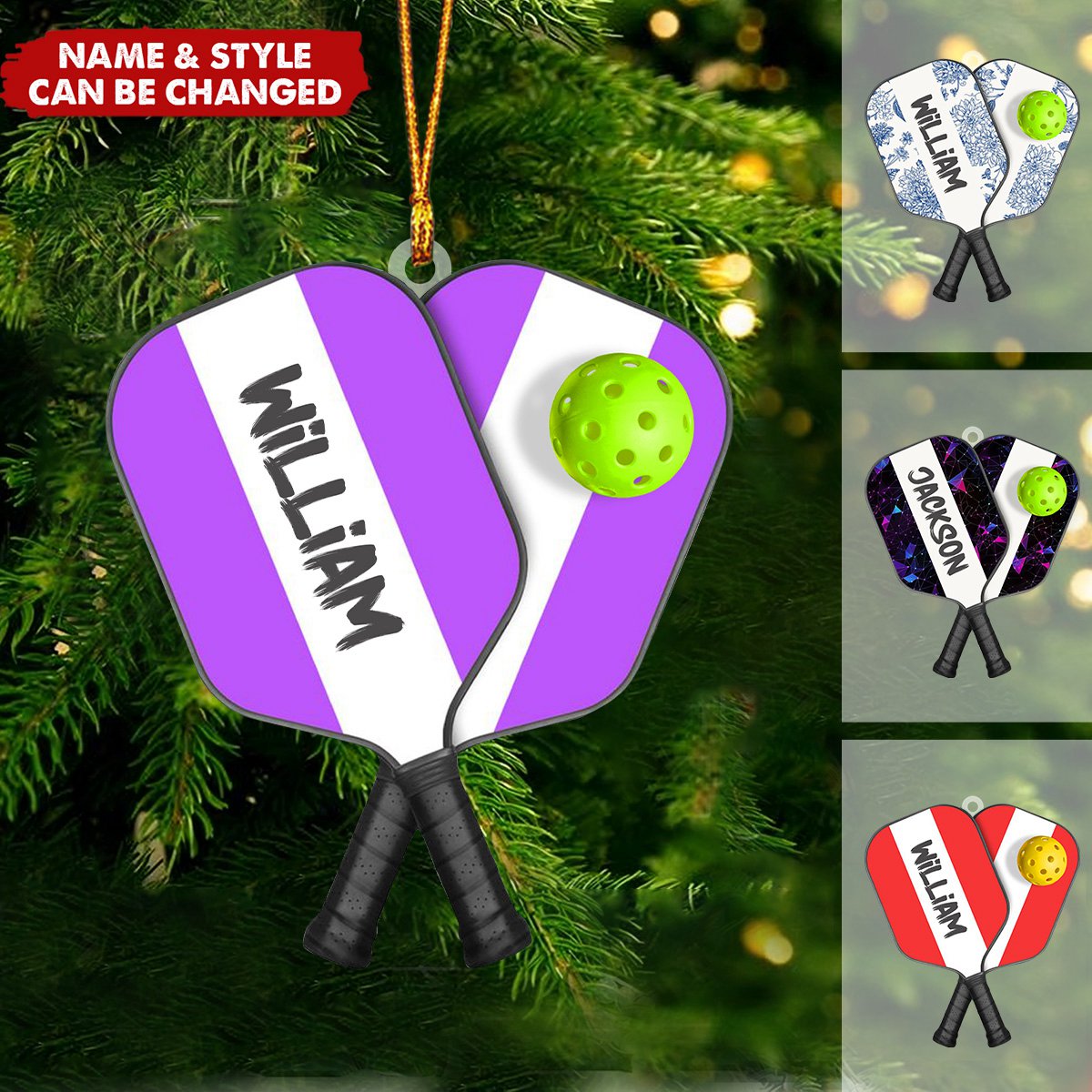 Pickleball With Paddles Rackets Ball Sport - Gifts For Player Team - Personalized Acrylic Ornament