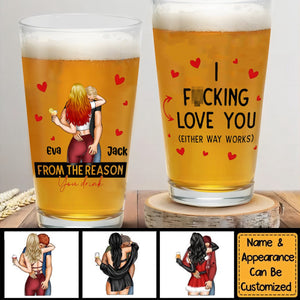 I F-king Love You Either Way Works - Personalized Beer Glass