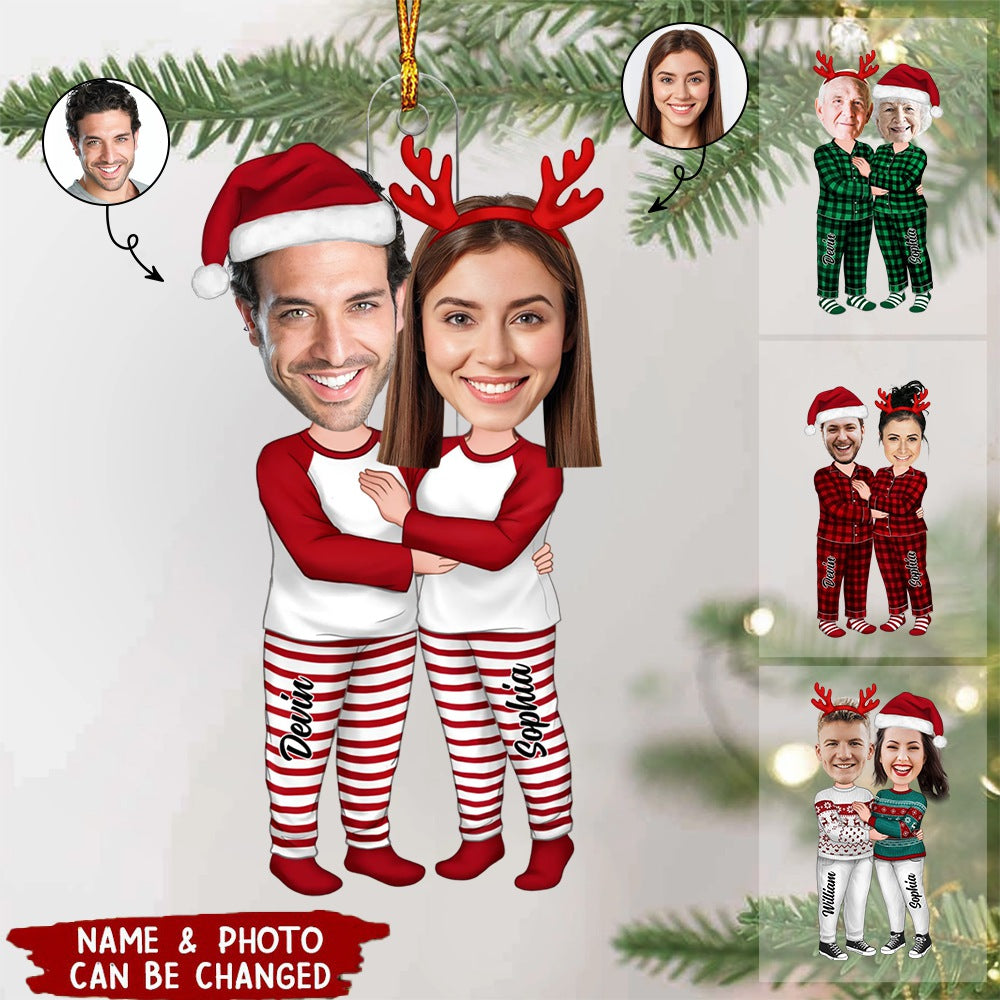 Christmas Couple Standing Hugging Christmas Gift - Personalized Photo Ornament