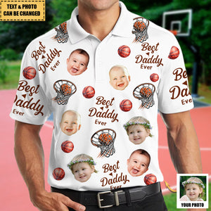 Best Daddy Ever - Personalized Photo Basketball Polo Shirt