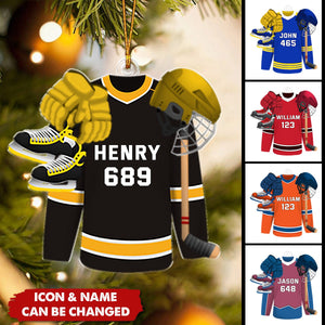 Hockey Player Ornament - Hockey Jersey - Personalized Gifts For Ice Hockey Lovers