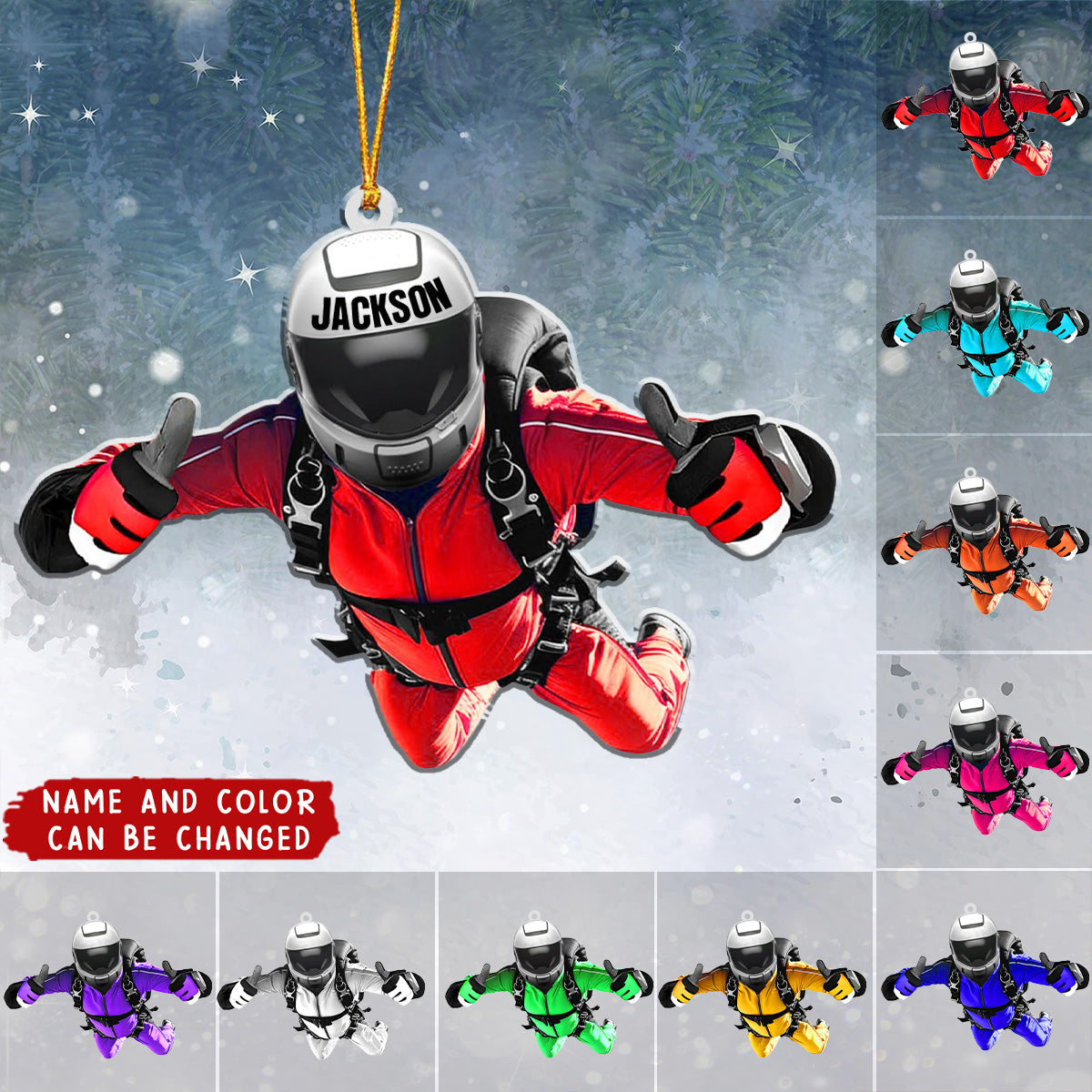 Personalized Skydiving Christmas Ornament, Gift For Skydiving Players, Skydiving Lover