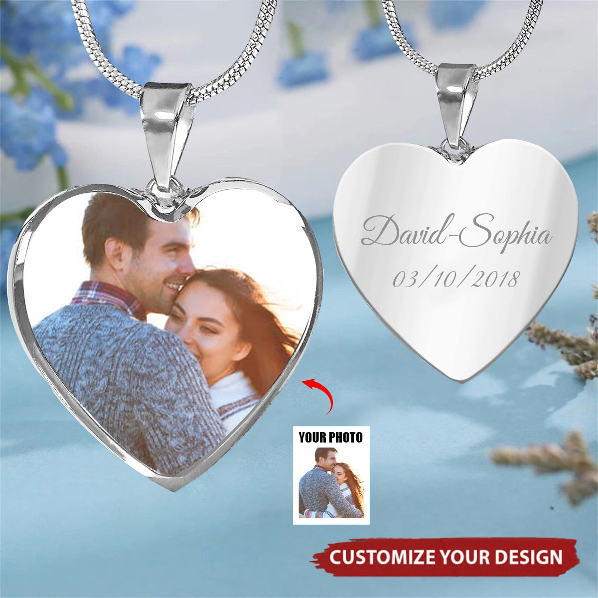 Personalized Photo Happy Valentine's Day Necklace