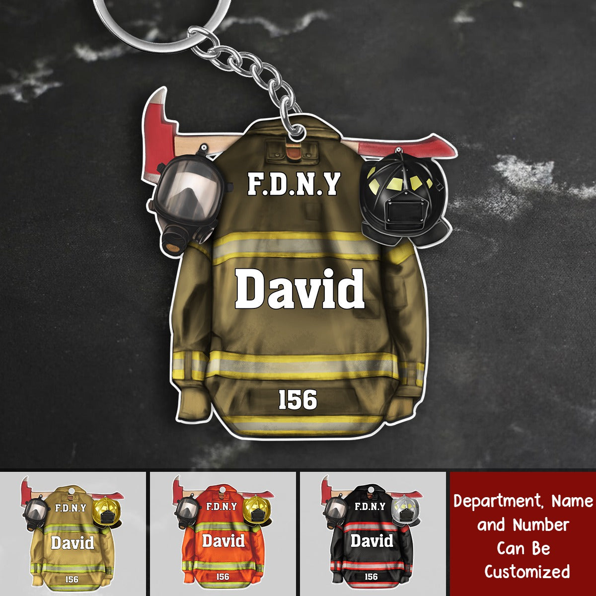 Firefighter Helmet With Oxygen Mask Personalized Acrylic Keychain, Gift For Firefighter