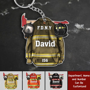 Firefighter Helmet With Oxygen Mask Personalized Acrylic Keychain, Gift For Firefighter