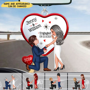 Keepsake Proposal Memory Engagement Couple Personalized Acrylic Car Ornament