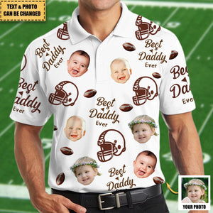 Best Daddy Ever - Personalized Photo Football Polo Shirt