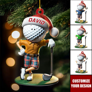 Custom Name Golf Santa Ornament, Golf Lover Christmas Gift