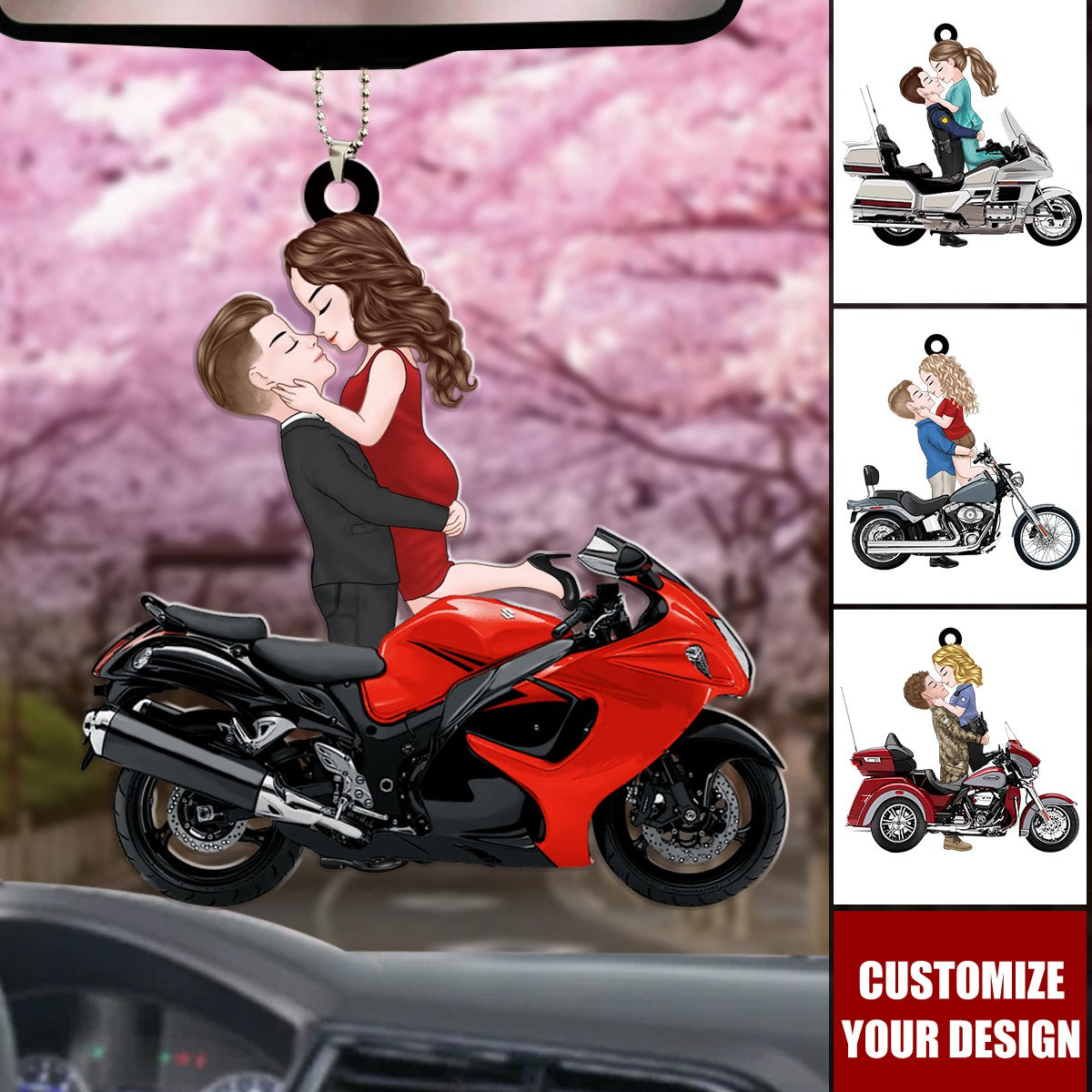 Enjoy The Ride - Biker Couples -  Personalized Acrylic Car Ornament