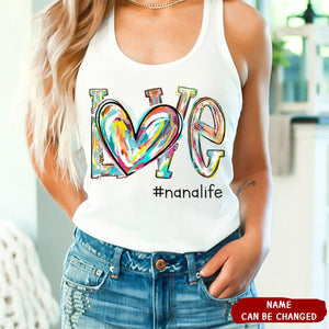 Love's Around Grandma Life - Family Personalized Custom Racer Back Tank Top - Gift For Mom, Grandma