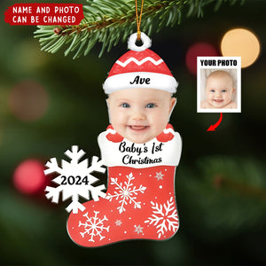 Custom Photo Baby's 1st Christmas - Personalized Cutout Acrylic Ornament