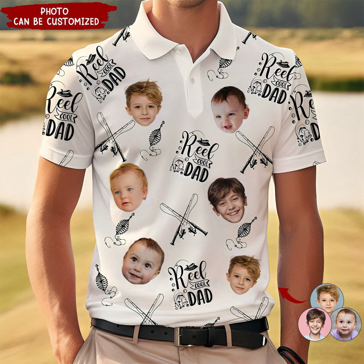 Reel Cool Dad Photo Personalized Polo Shirt