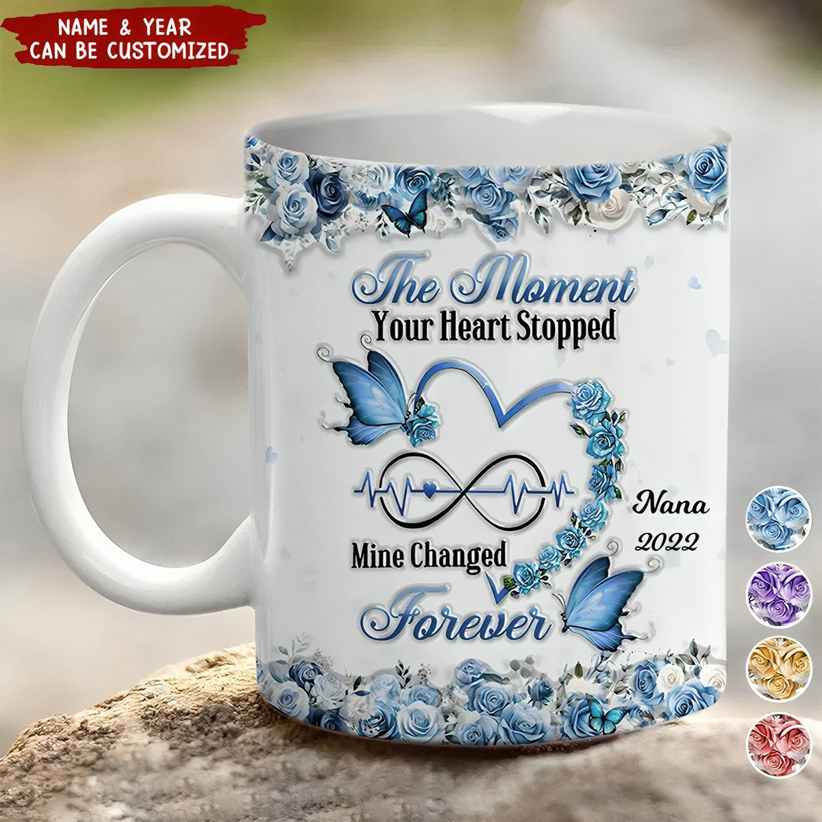 Memorial Floral Butterfly Heart Infinity - Personalized 3D Inflated Effect Mug