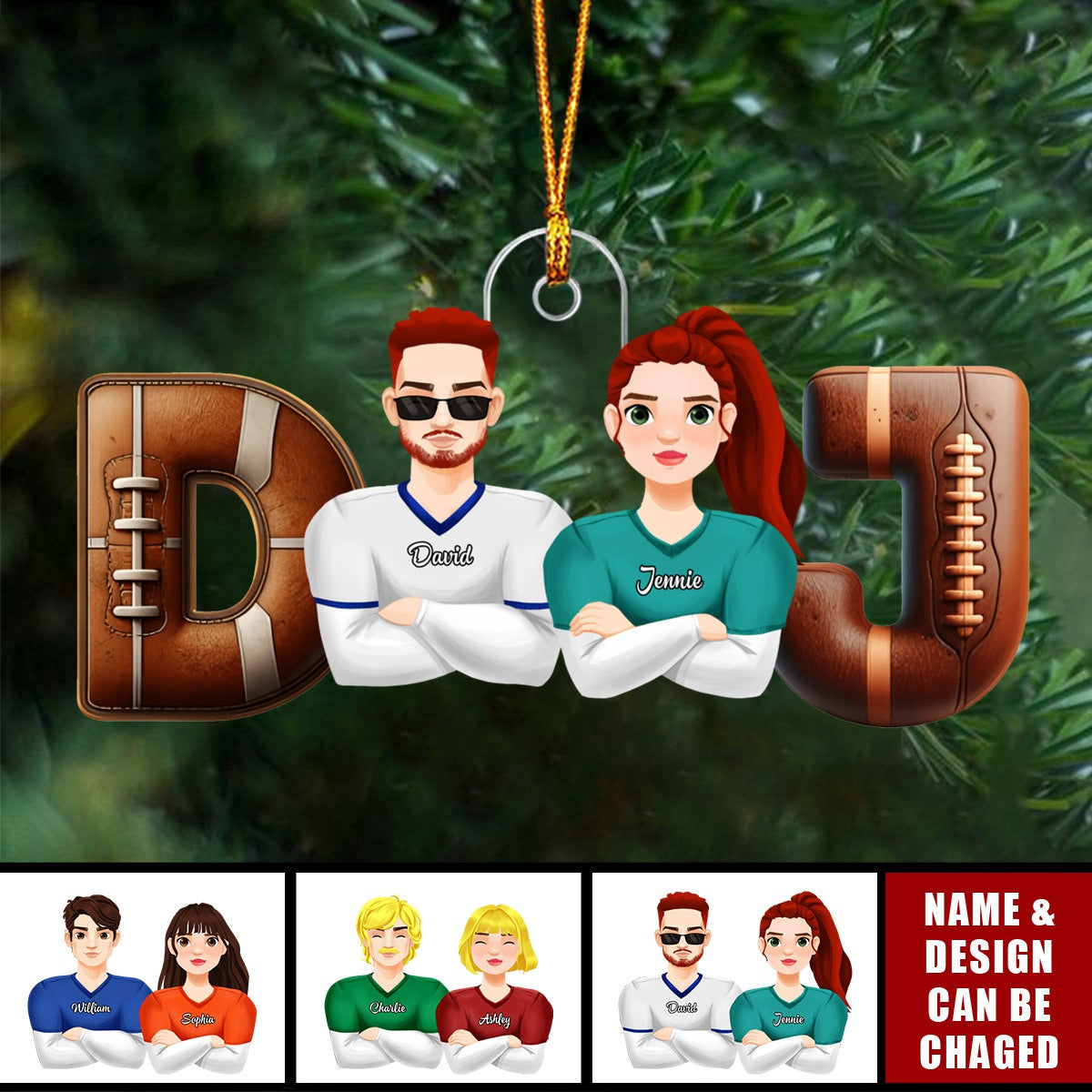 Gifts For Couple Love Football Sport - Personalized Acrylic Ornament