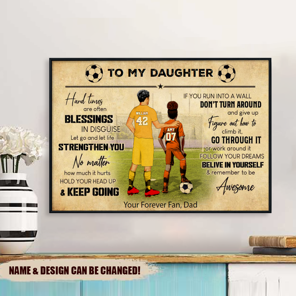 Personalized Soccer Poster, Soccer Gift, Gifts For Soccer Players, Sport Gifts For Son, Soccer Lover Gifts With Custom Name, Number, Appearance & Landscape