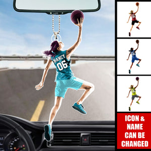 Personalized Basketball Girl Shaped Car Ornament - Gift For Basketball Lovers, Sport Lovers