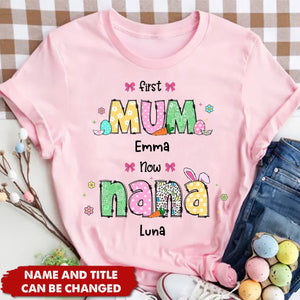 Personalized First Mom Now Grandma Easter Day Easter Peeps T-Shirt