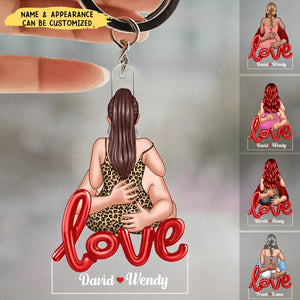 Couple Kiss Passionate Love Gift For Him For Her Personalized Acrylic Keychain