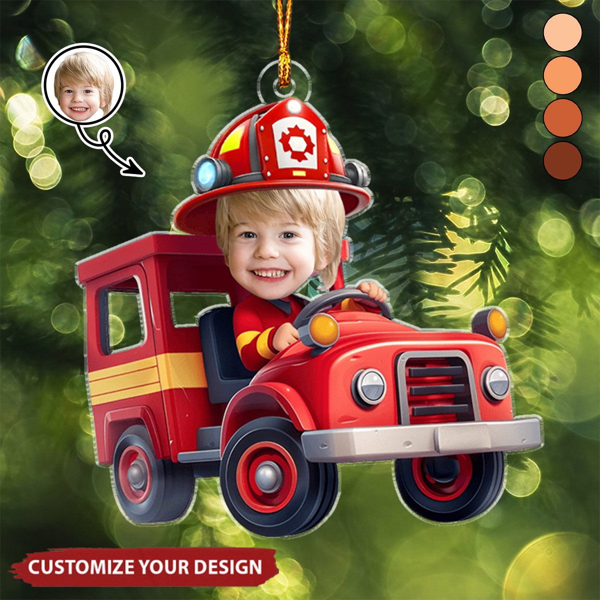 Firefighter - Kid's Dream Job - Gifts For Son, Grandson - Personalized Acrylic Photo Ornament