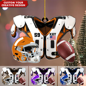 American Football Shoulder Pads Personalized Ornament, Christmas Unique Gift For Football Player, Football Lover