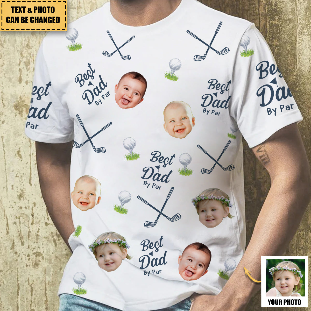 Best Dad By Par - Personalized Photo 3D T-shirt