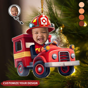 Firefighter - Kid's Dream Job - Gifts For Son, Grandson - Personalized Acrylic Photo Ornament