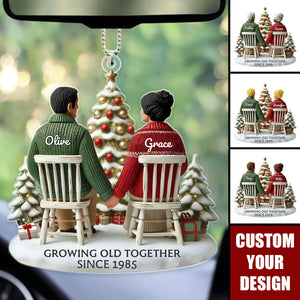 3D Effect Old Couple Growing Old Together Personalized Ornament