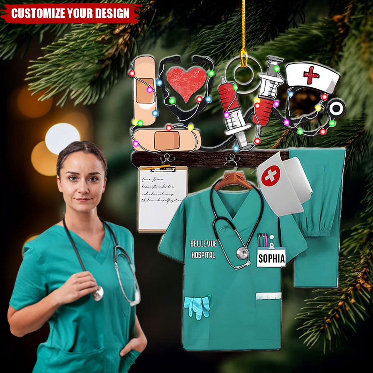 Personalized Gifts For Nurse Christmas Ornament