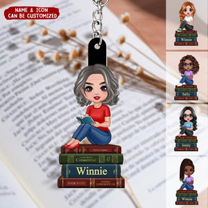 Book Lover Book Worm Girl Personalized Acrylic Keychain