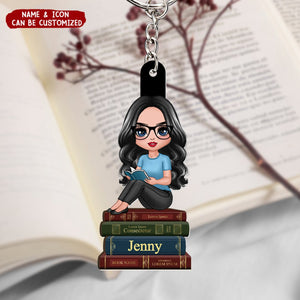 Book Lover Book Worm Girl Personalized Acrylic Keychain